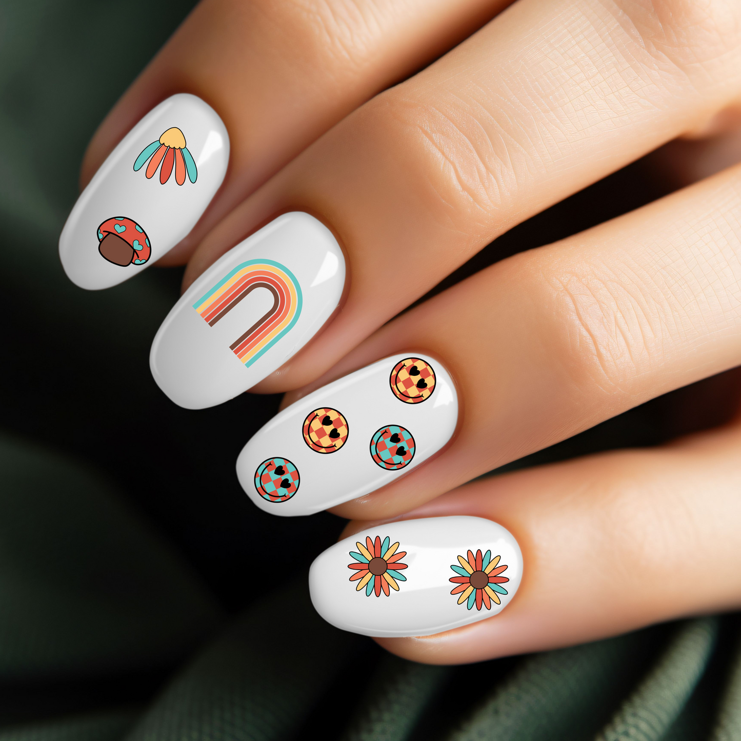 Retro Smiley Nail Stickers