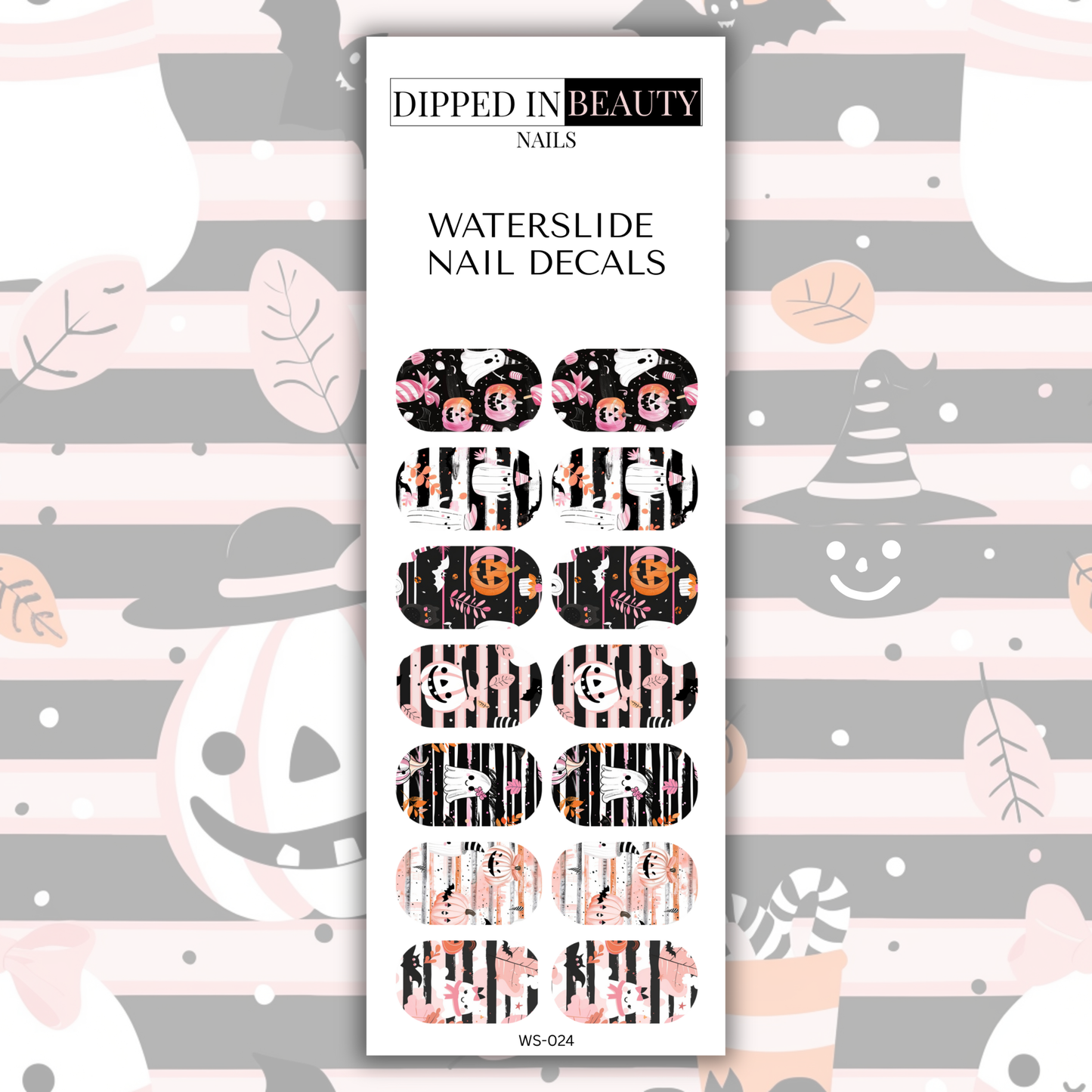Pink Halloween Nail Decals | Waterslide 024