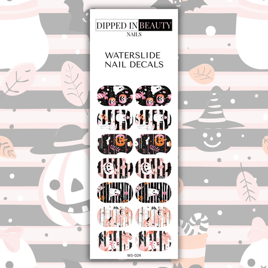 Pink Halloween Nail Decals | Waterslide 024