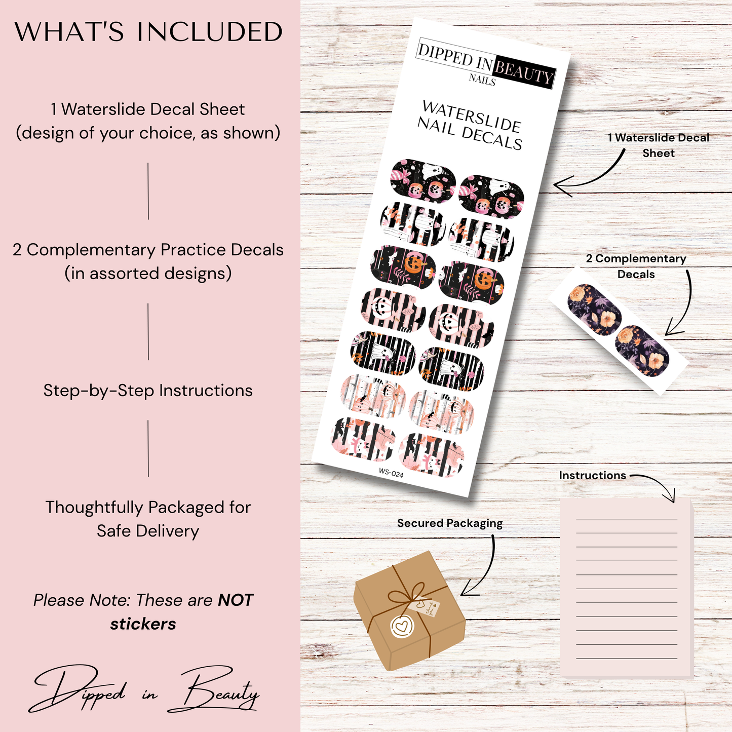 Pink Halloween Nail Decals | Waterslide 024