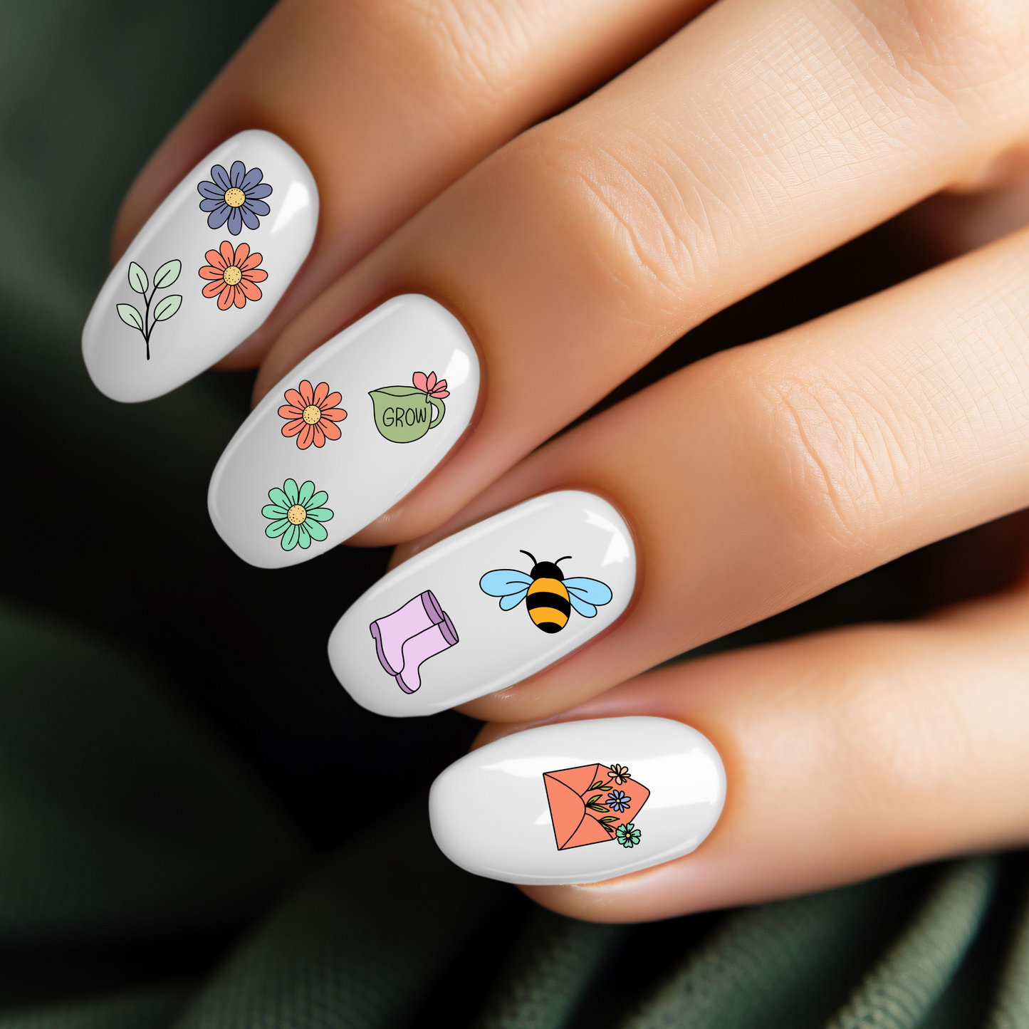 Spring Flower Nail Stickers