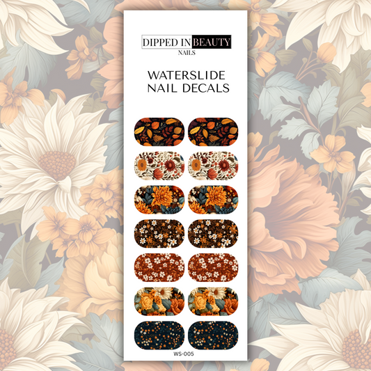Fall Floral Waterslide Nail Decals | Waterslide 005