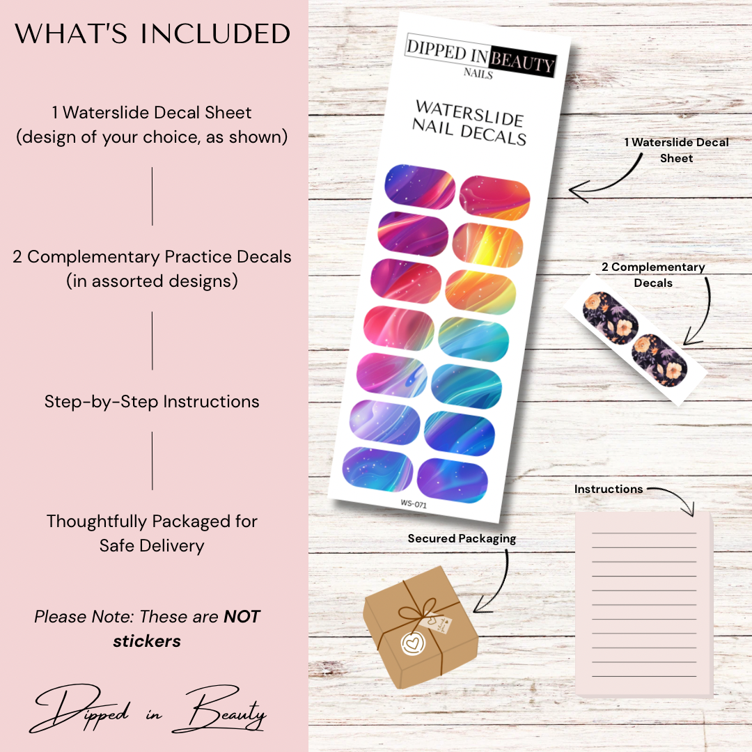 Rainbow Marble Waterslide Nail Decals | Waterslide 071