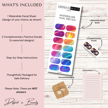 Rainbow Marble Waterslide Nail Decals | Waterslide 071