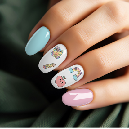 School Nail Stickers - Pastel