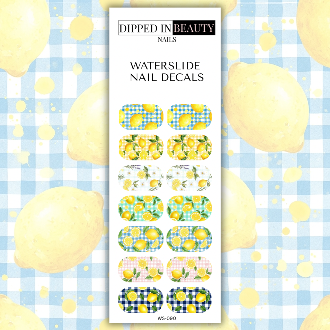Lemon & Gingham Waterslide Nail Decals | Waterslide 090