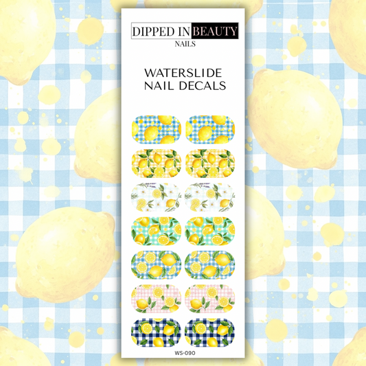 Lemon & Gingham Waterslide Nail Decals | Waterslide 090
