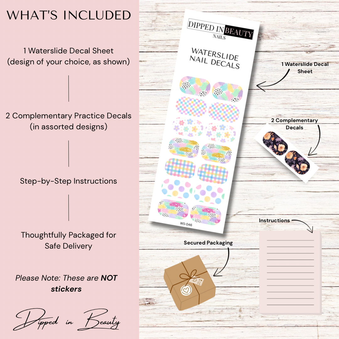 Pastel Pattern Mix Waterslide Nail Decals | Waterslide 046
