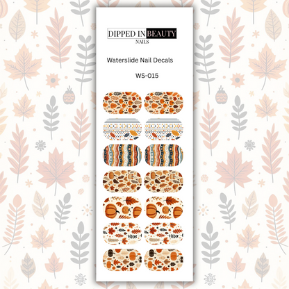 Fall Pumpkin Waterslide Nail Decals | Waterslide 015