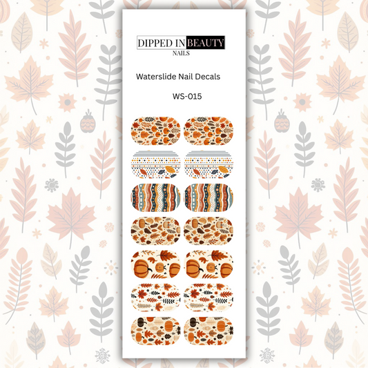 Fall Pumpkin Waterslide Nail Decals | Waterslide 015