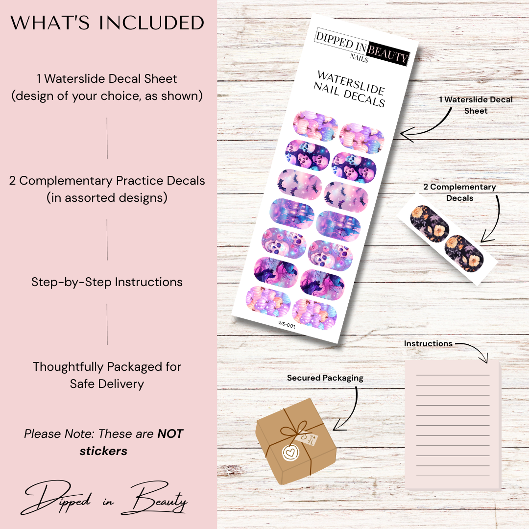 Pastel Halloween Pumpkin Waterslide Nail Decals | Waterslide 001