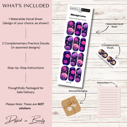 Midnight Lotus Waterslide Nail Decals | Waterslide 096