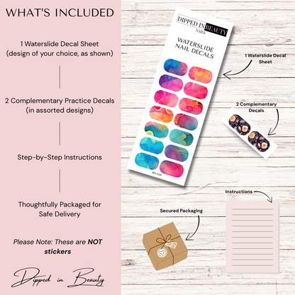 Rainbow Watercolor Waterslide Nail Decals | Waterslide 004