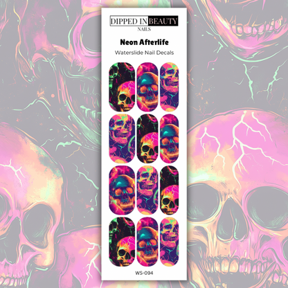 Neon Afterlife Skull Waterslide Nail Decals | Waterslide 094