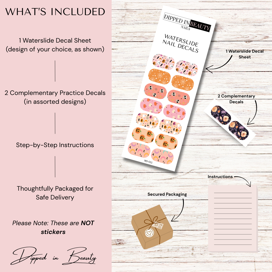 Pastel Pumpkin & Ghost Waterslide Nail Decals | Waterslide 011