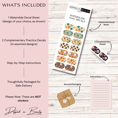 Fall Pumpkins & Leaves Waterslide Nail Decals | Waterslide 012