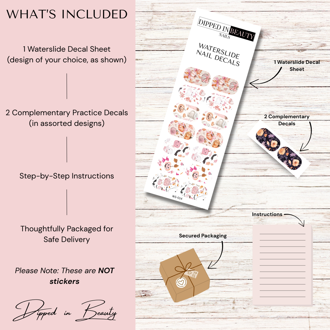Blush Pumpkin & Ghost Waterslide Nail Decals | Waterslide 014