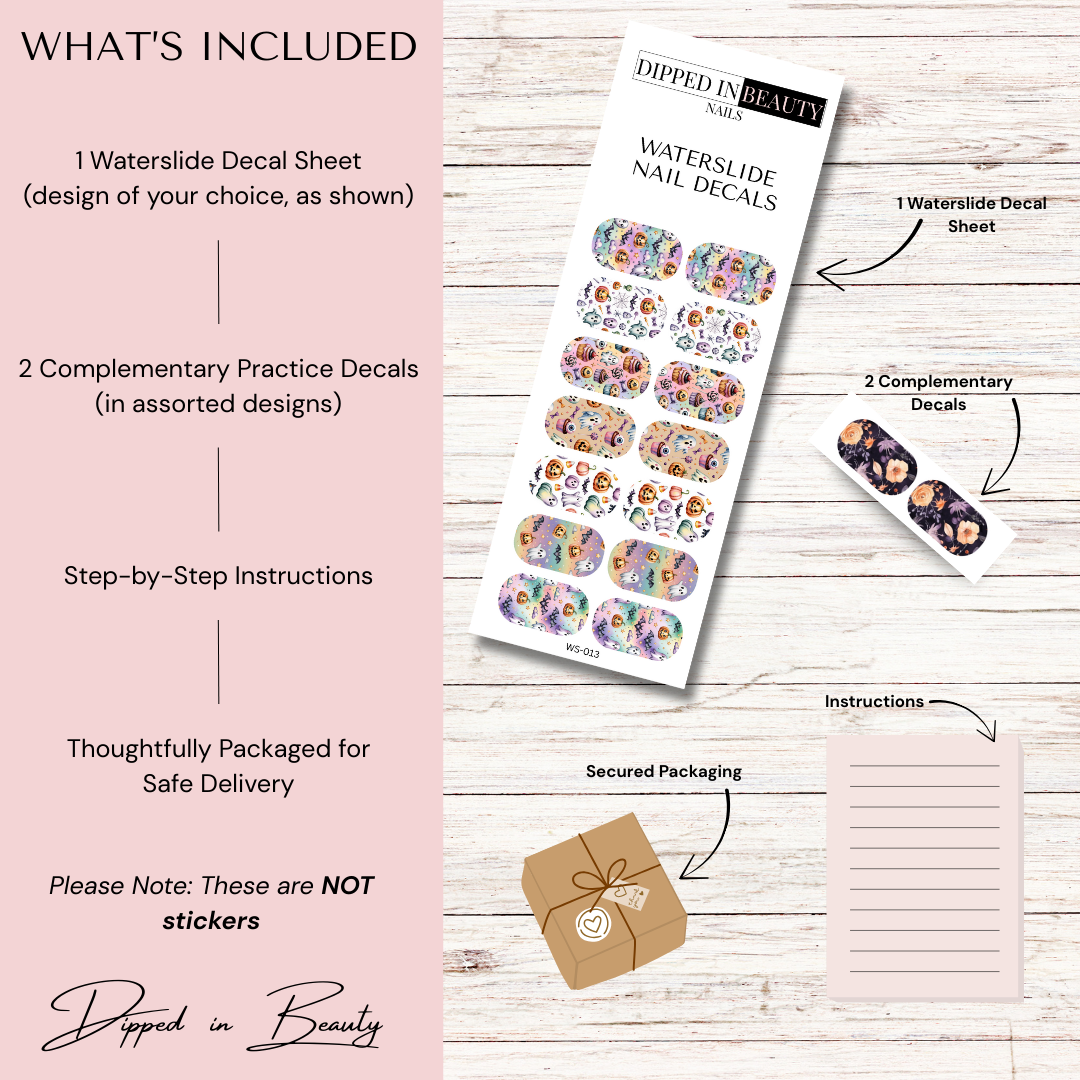 Pastel Halloween Ghosts & Pumpkins Waterslide Nail Decals | Waterslide 013
