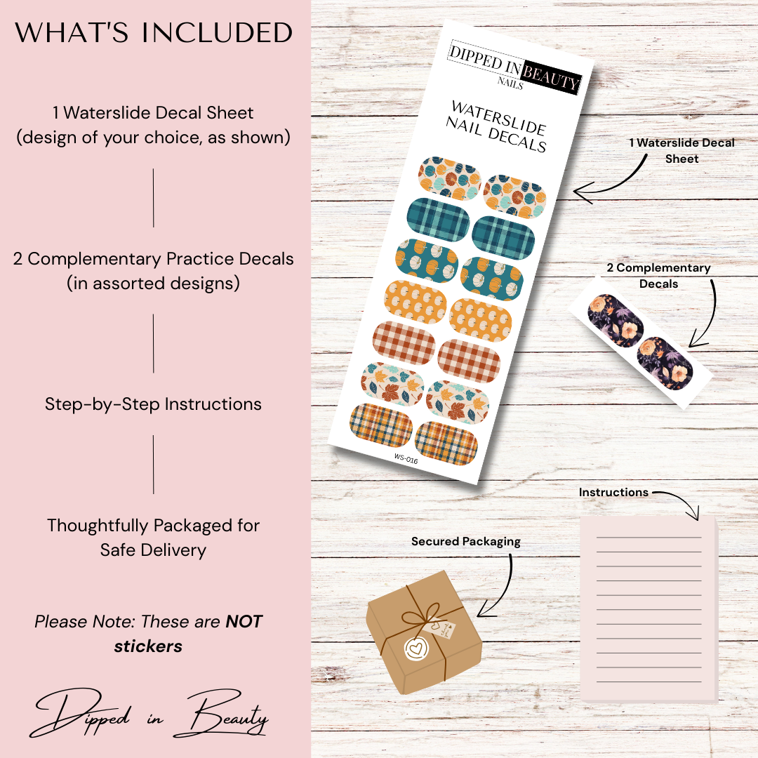 Fall Plaid Waterslide Nail Decals | Waterslide 016