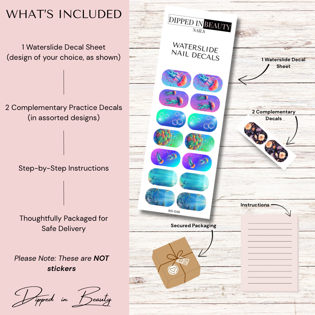 Jellyfish Ocean Waterslide Nail Decals | Waterslide 048