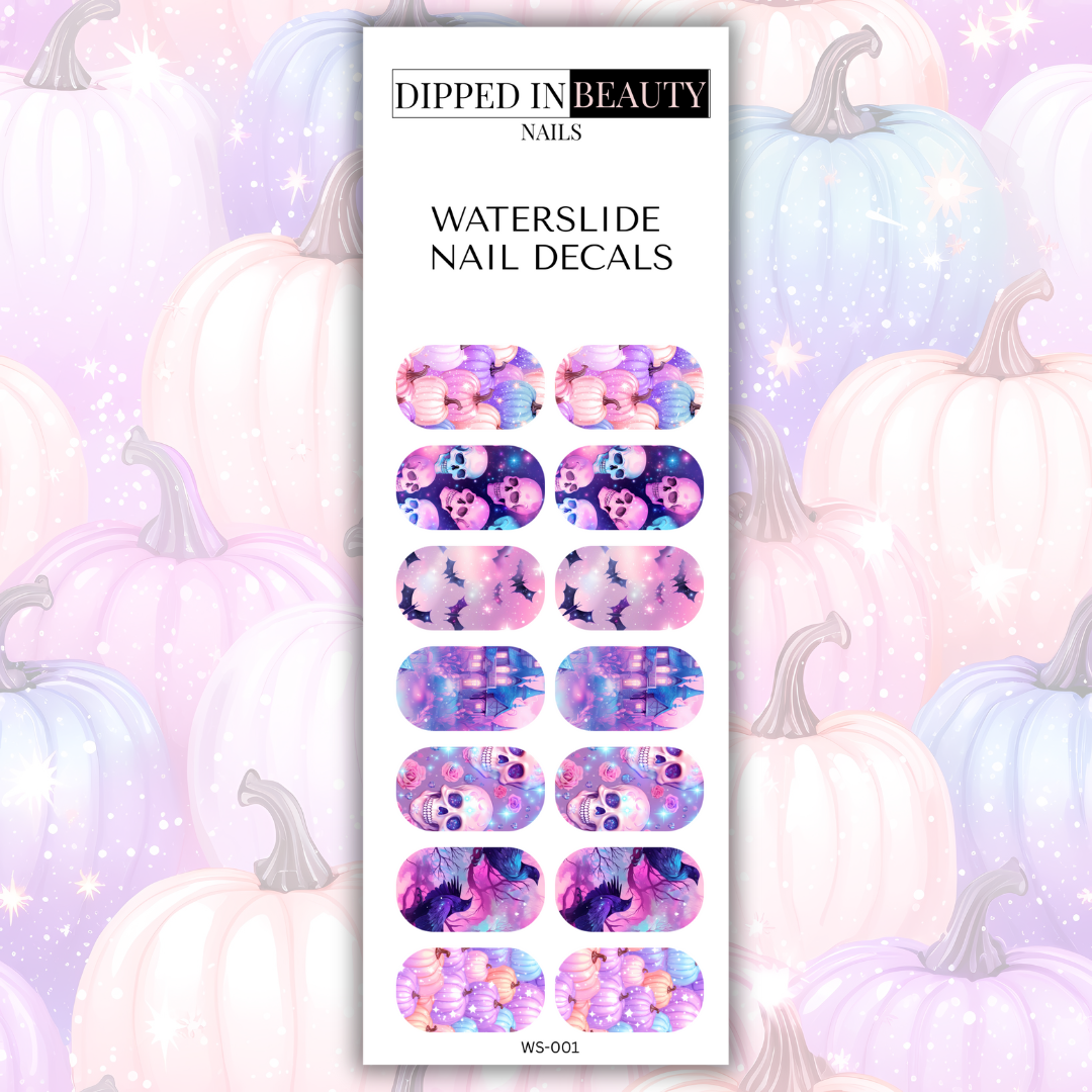 Pastel Halloween Pumpkin Waterslide Nail Decals | Waterslide 001