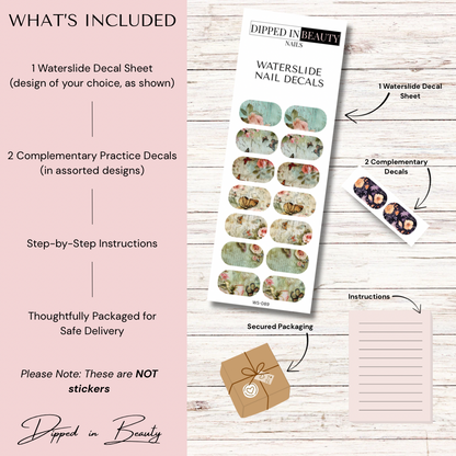 Vintage Floral Nail Decals | Waterslide 089