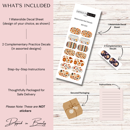 Fall Pumpkin Waterslide Nail Decals | Waterslide 015