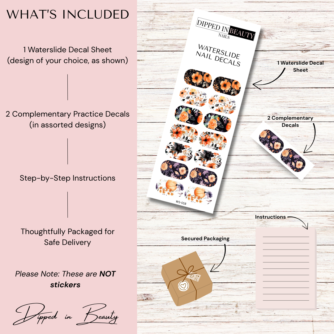 Fall Floral Waterslide Nail Decals | Waterslide 018