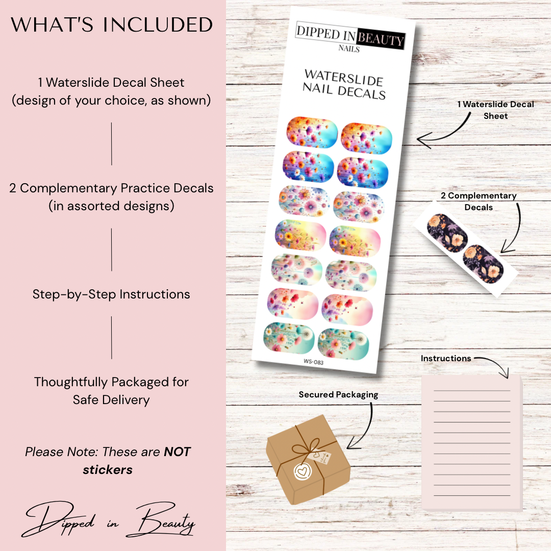 Pastel Floral Nail Decals | Waterslide 083
