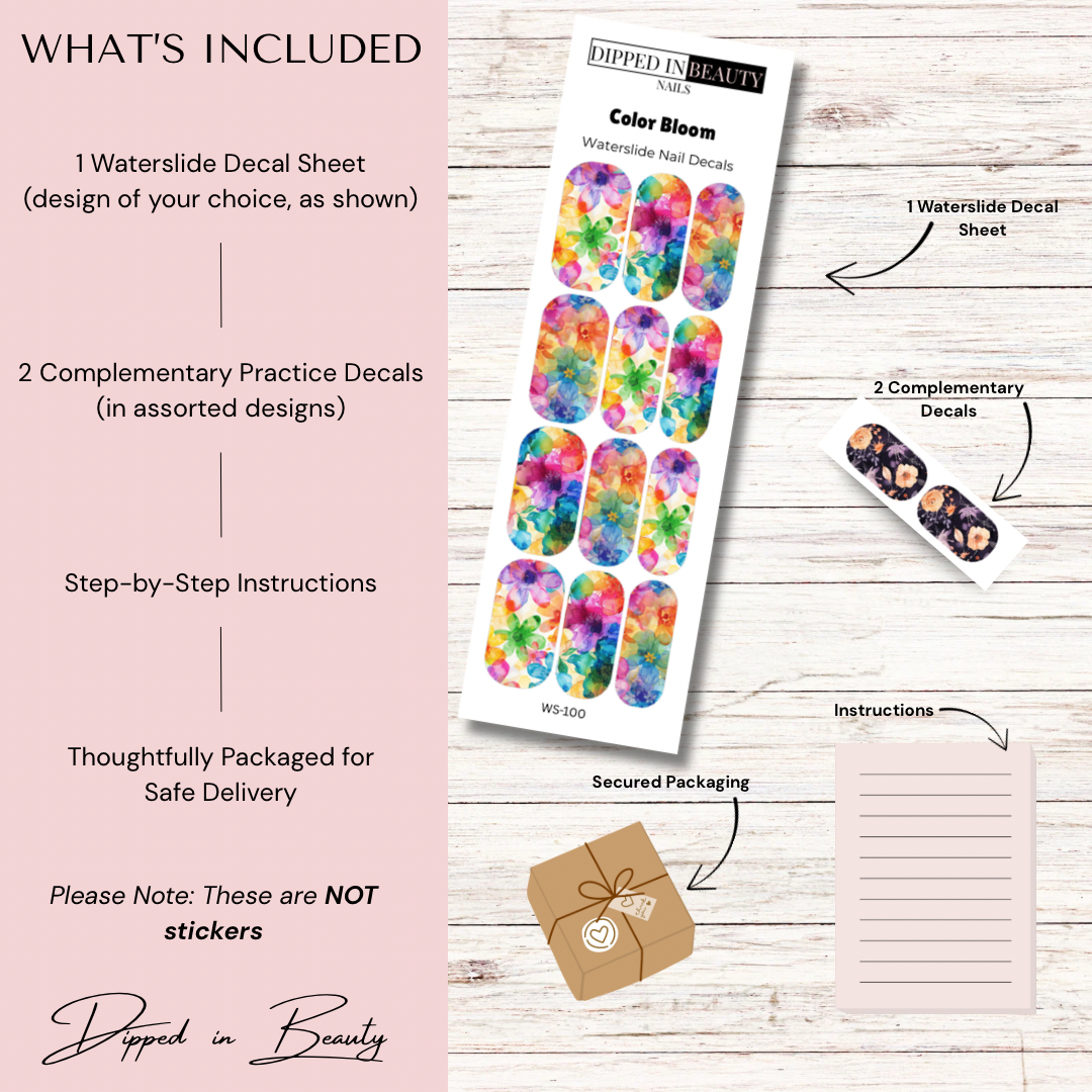 Color Bloom Waterslide Nail Decals | Waterslide 100