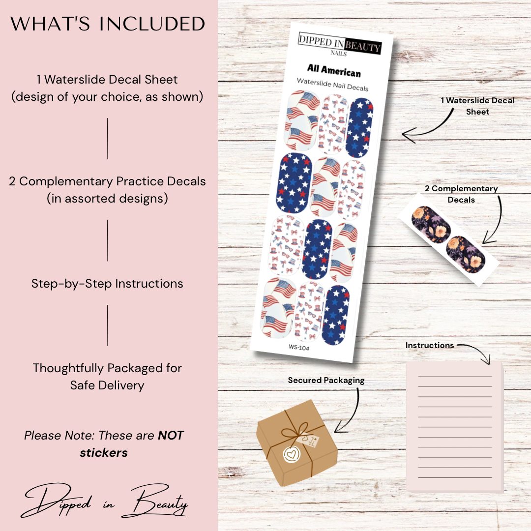 All American Waterslide Nail Decals | Waterslide 104