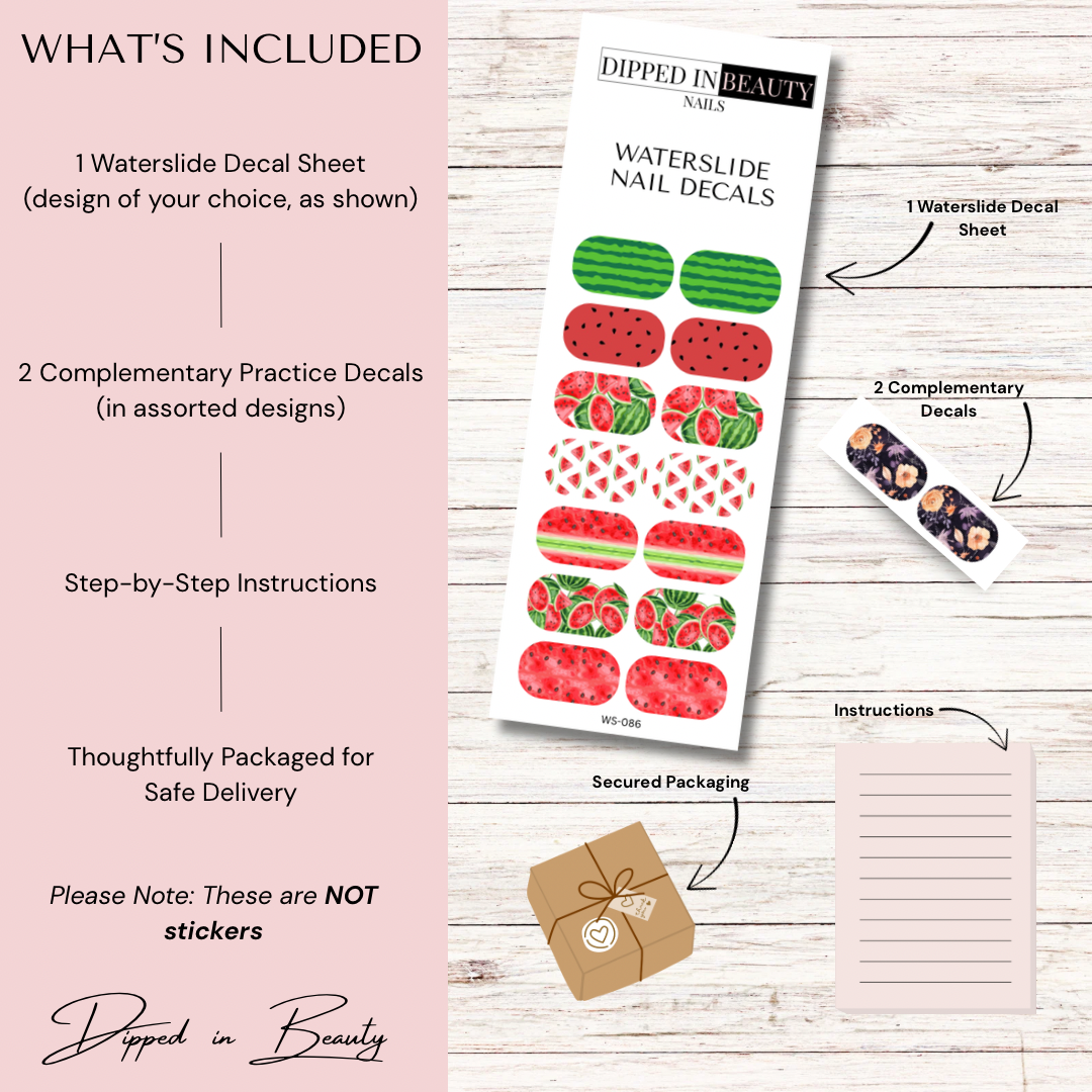 Watermelon Pattern Nail Decals | Waterslide 086