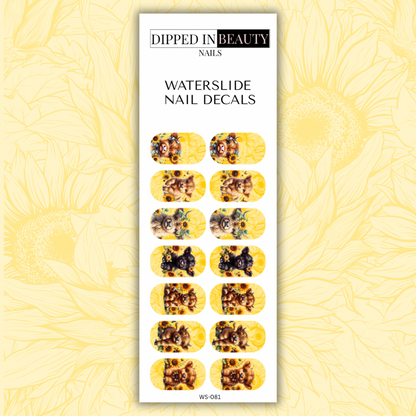 Highland Cow Sunflower Nail Decals | Waterslide 081