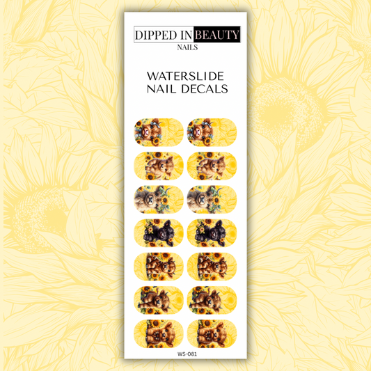 Highland Cow Sunflower Nail Decals | Waterslide 081