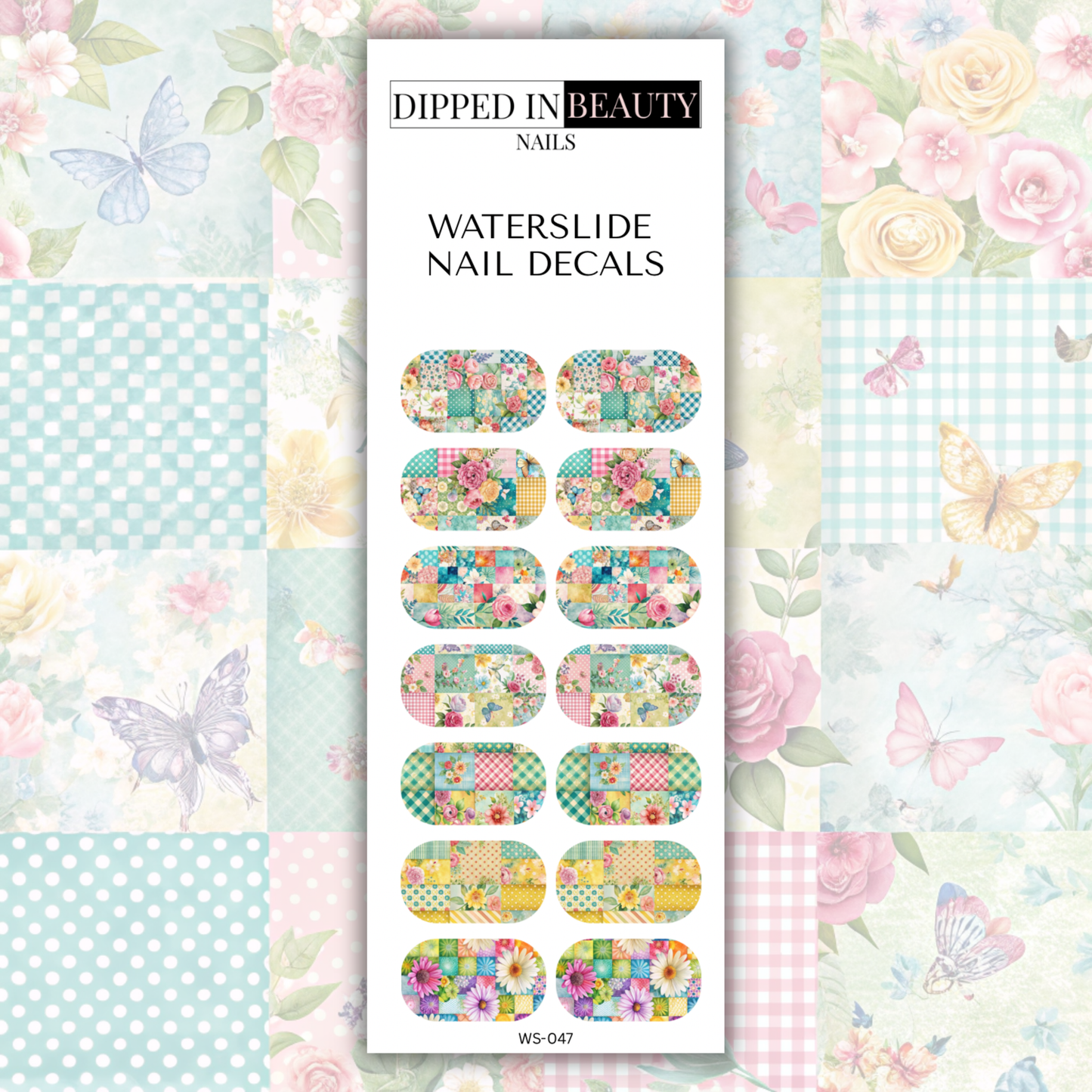 Pastel Patchwork Floral Waterslide Nail Decals | Waterslide 047