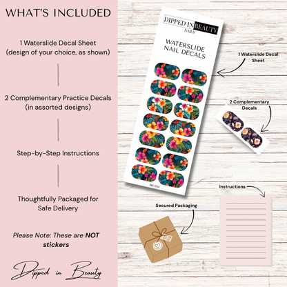 Tropical Floral Waterslide Nail Decals | Waterslide 054