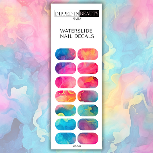 Rainbow Watercolor Waterslide Nail Decals | Waterslide 004