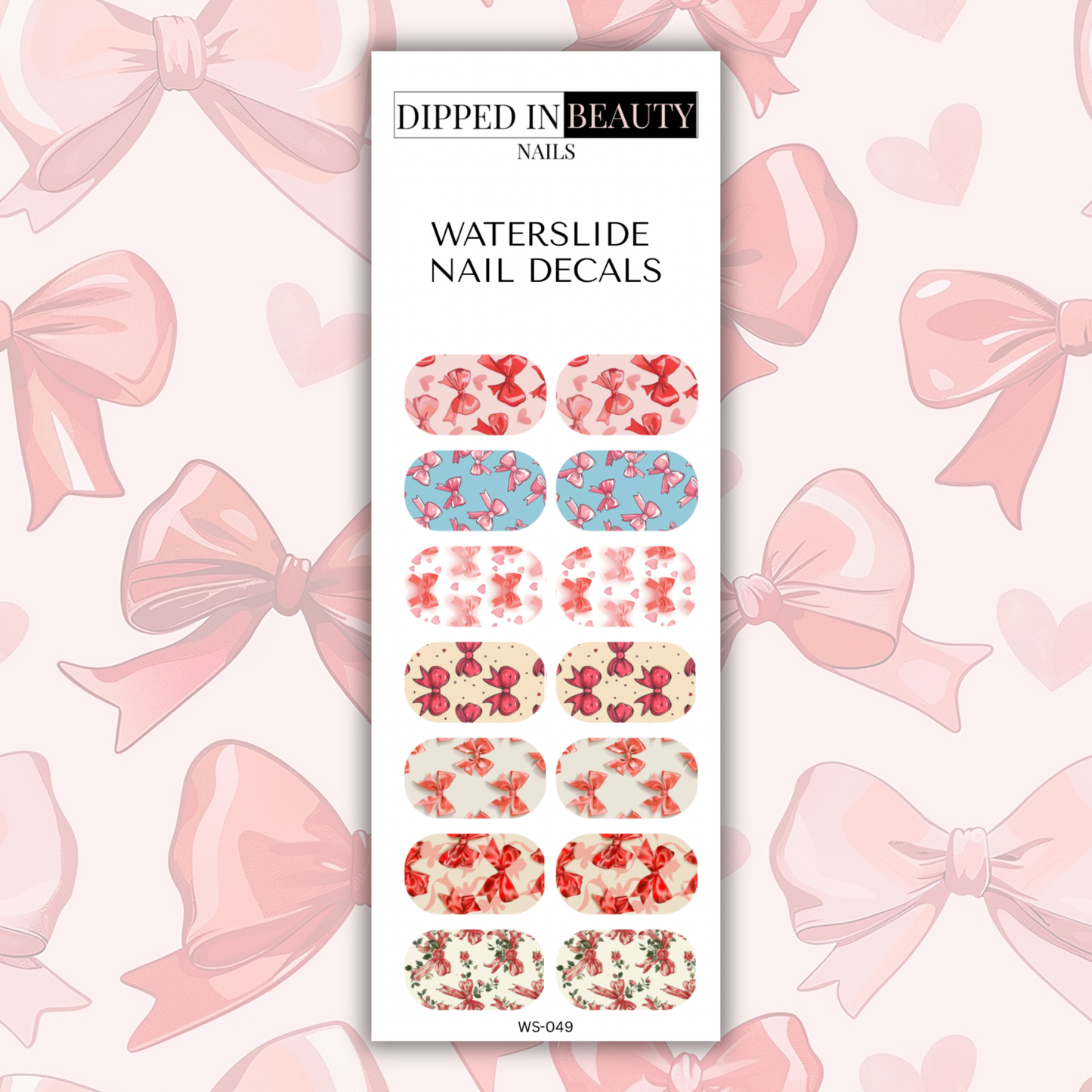 Red Bow Waterslide Nail Decals | Waterslide 049
