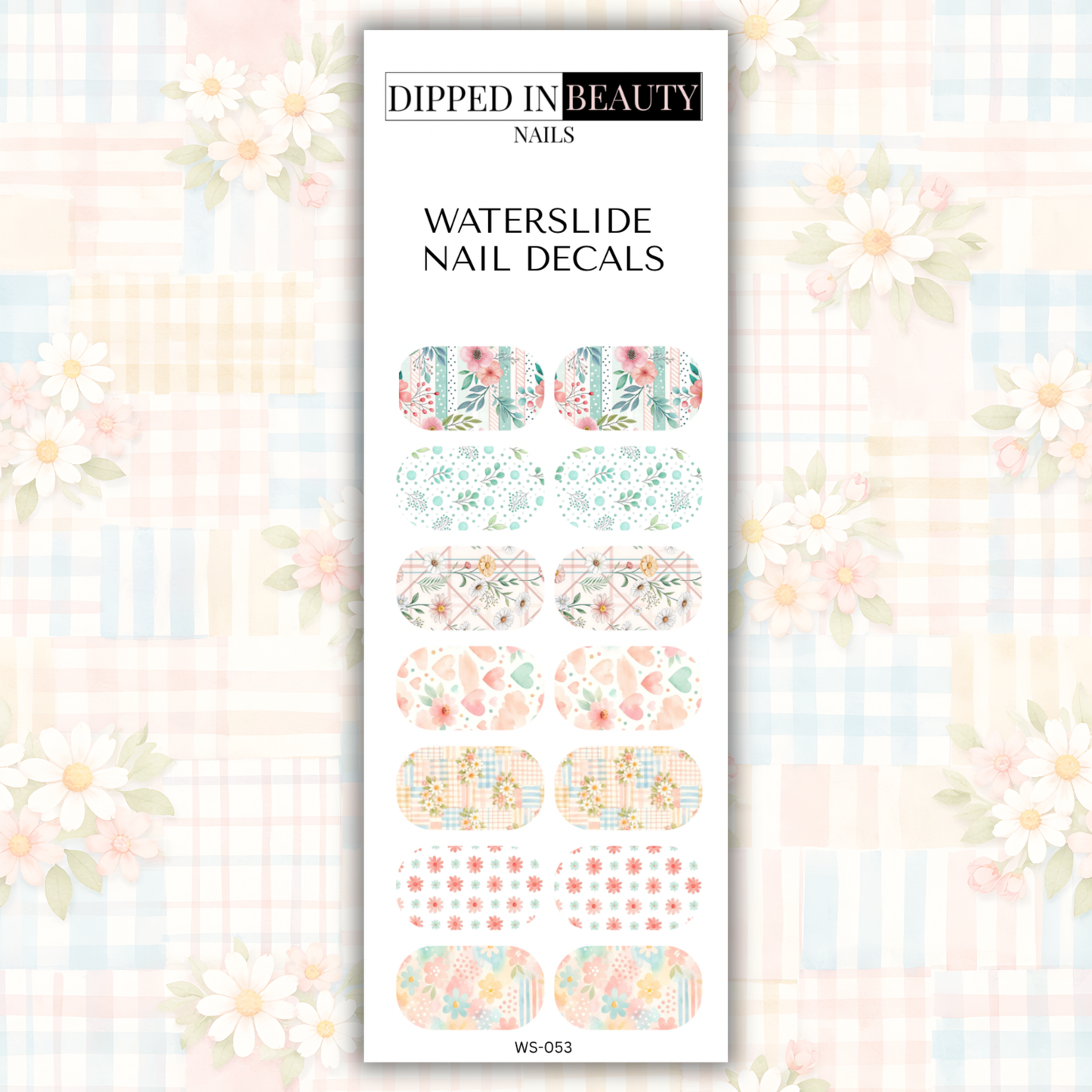 Pastel Floral & Plaid Waterslide Nail Decals| Waterslide 053