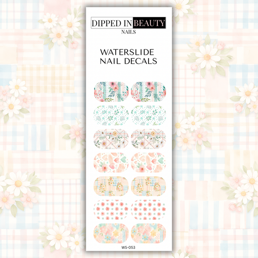 Pastel Floral & Plaid Waterslide Nail Decals| Waterslide 053