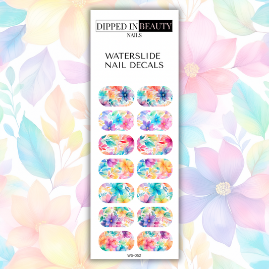 Rainbow Floral Waterslide Nail Decals | Waterslide 052