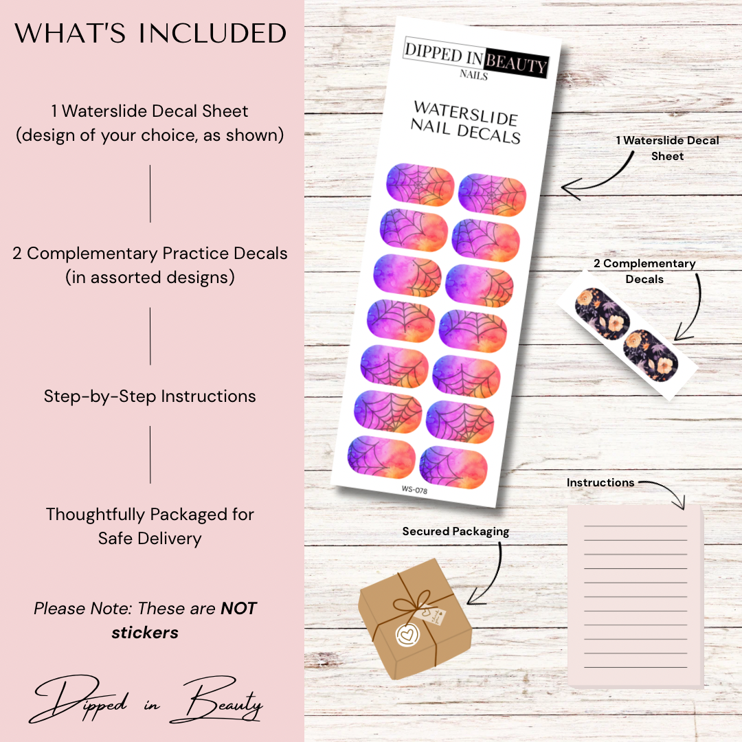 Pastel Spider Web Nail Decals | Waterslide 078