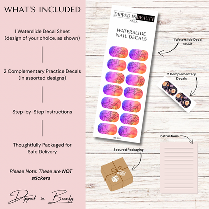 Pastel Spider Web Nail Decals | Waterslide 078