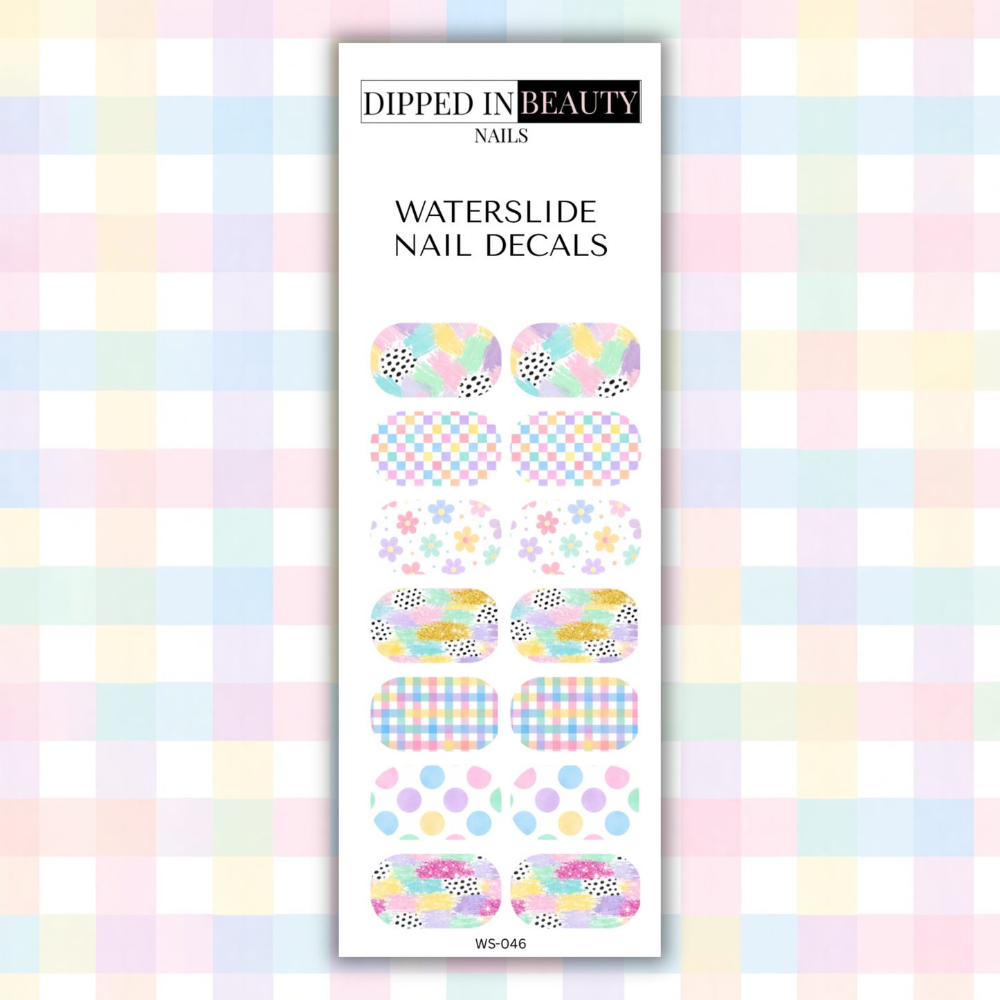 Pastel Pattern Mix Waterslide Nail Decals | Waterslide 046