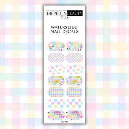 Pastel Pattern Mix Waterslide Nail Decals | Waterslide 046