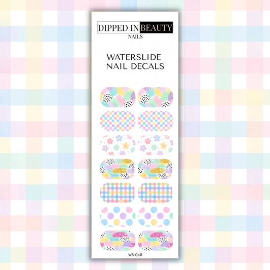 Pastel Pattern Mix Waterslide Nail Decals | Waterslide 046