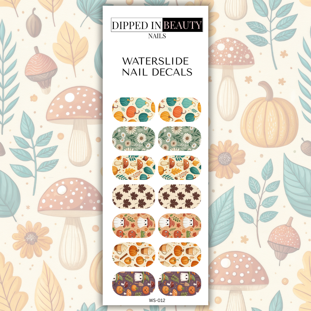 Fall Pumpkins & Leaves Waterslide Nail Decals | Waterslide 012