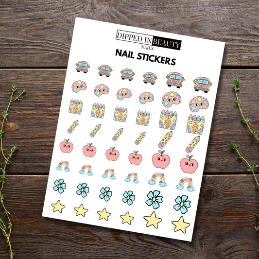 School Nail Stickers - Pastel