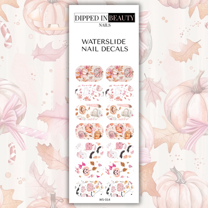 Blush Pumpkin & Ghost Waterslide Nail Decals | Waterslide 014