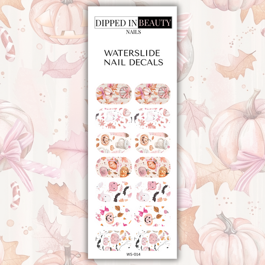 Blush Pumpkin & Ghost Waterslide Nail Decals | Waterslide 014